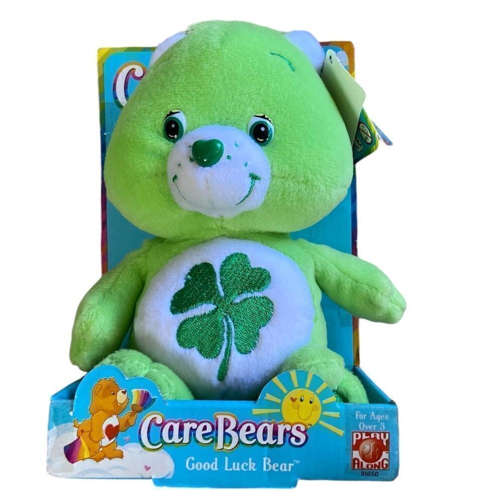 NWT Vtg 2002 Care Bears Good Luck Bear Stuffed Animal